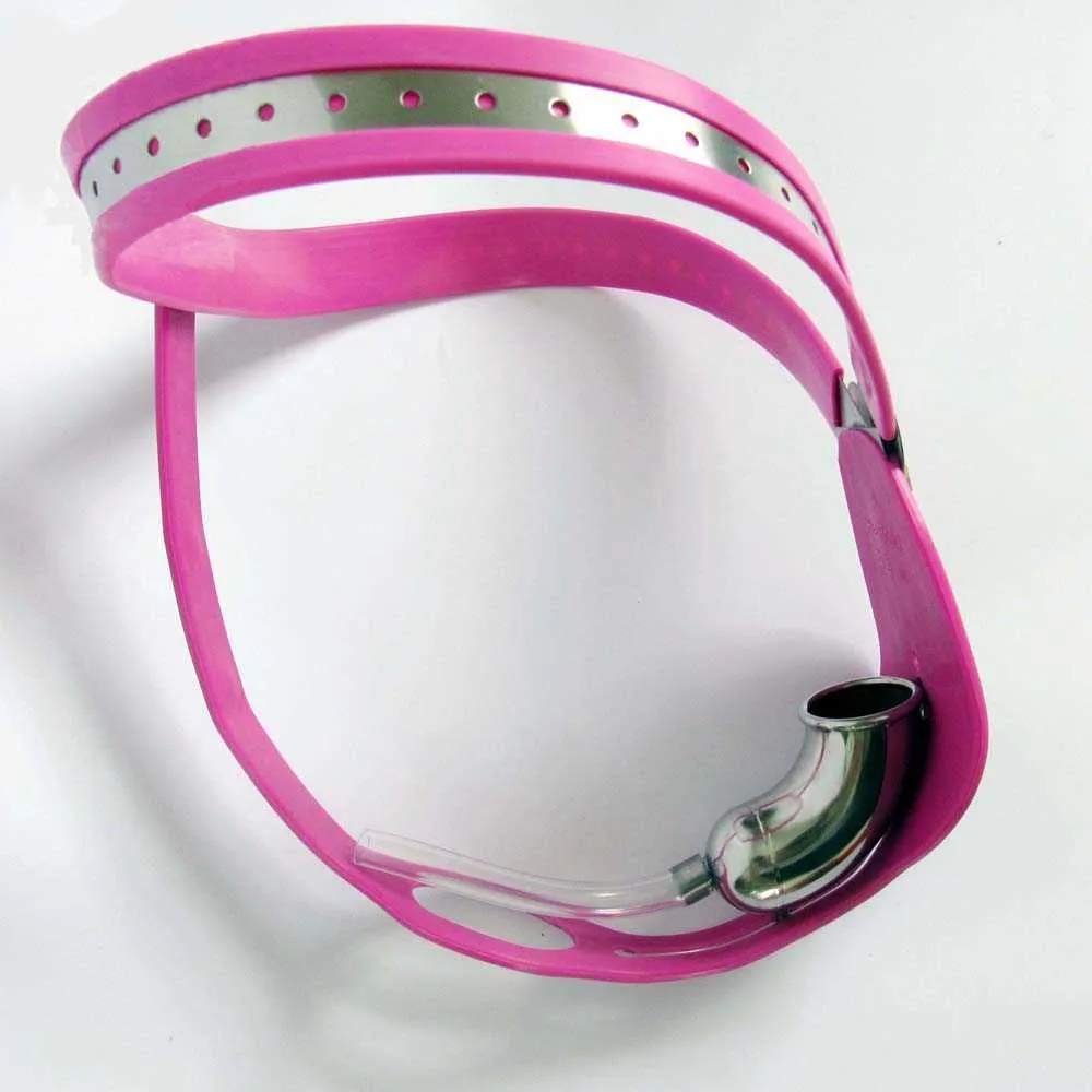 Pink Silicone Male Chastity Belt Stainless Steel Pants With Cock Cage Penis Bondage Device Fetish Sexy Toys For Men Cbt BDSM Lock