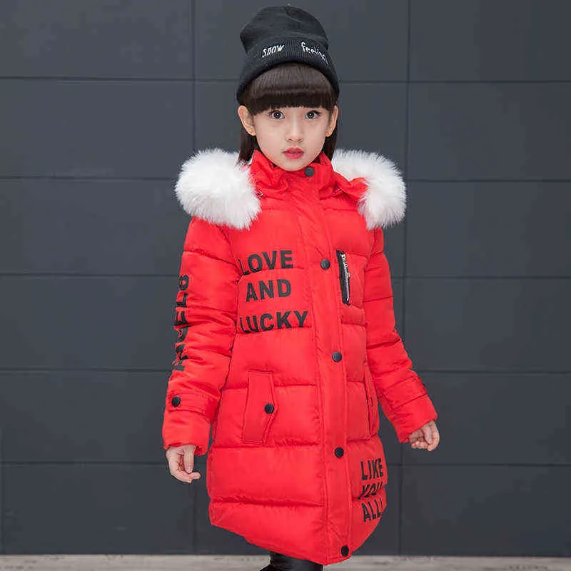 Girls Winter Coat Korean Fashion Length Padded Outerwear Thick Jacket Clothes 2 To 8 Years 211203