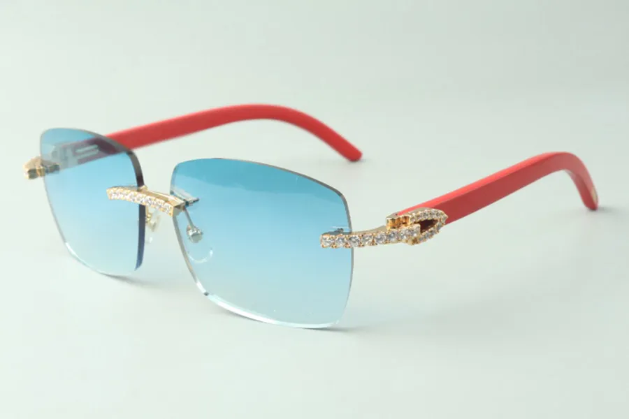 Óculos de sol de diamante infinito Direct S 3524025 com hastes de madeira vermelha óculos de grife tamanho 18-135 mm271h