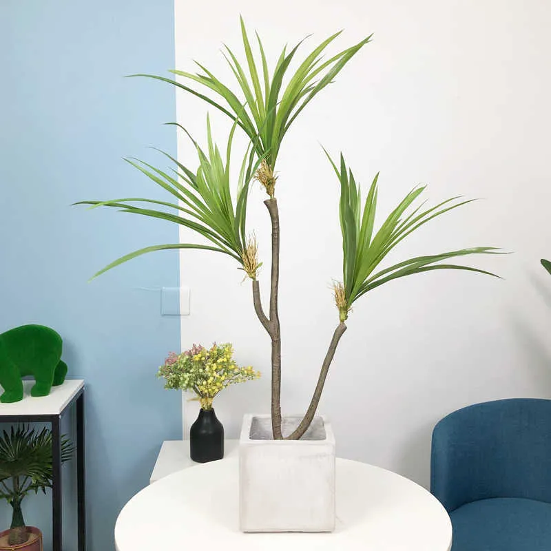 88/55 cm Palma tropicale Grandi piante artificiali Dracaena finta in vaso di plastica Foglie di palma Pianta d'aria verde la decorazione del giardino di casa 210624