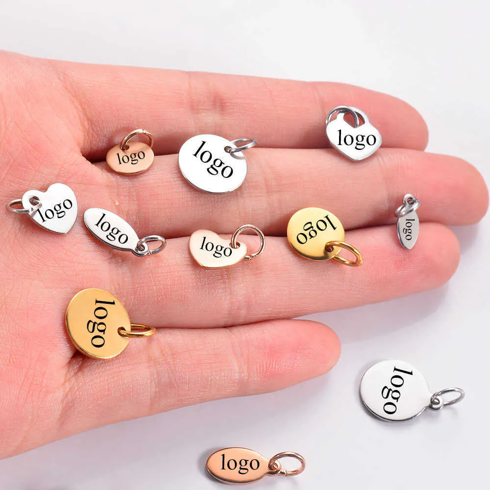 50 Pz / lotto Etichette timbratura in bianco in acciaio inossidabile ciondoli personalizzati fai da te la collana di gioielli Whol 211014281t