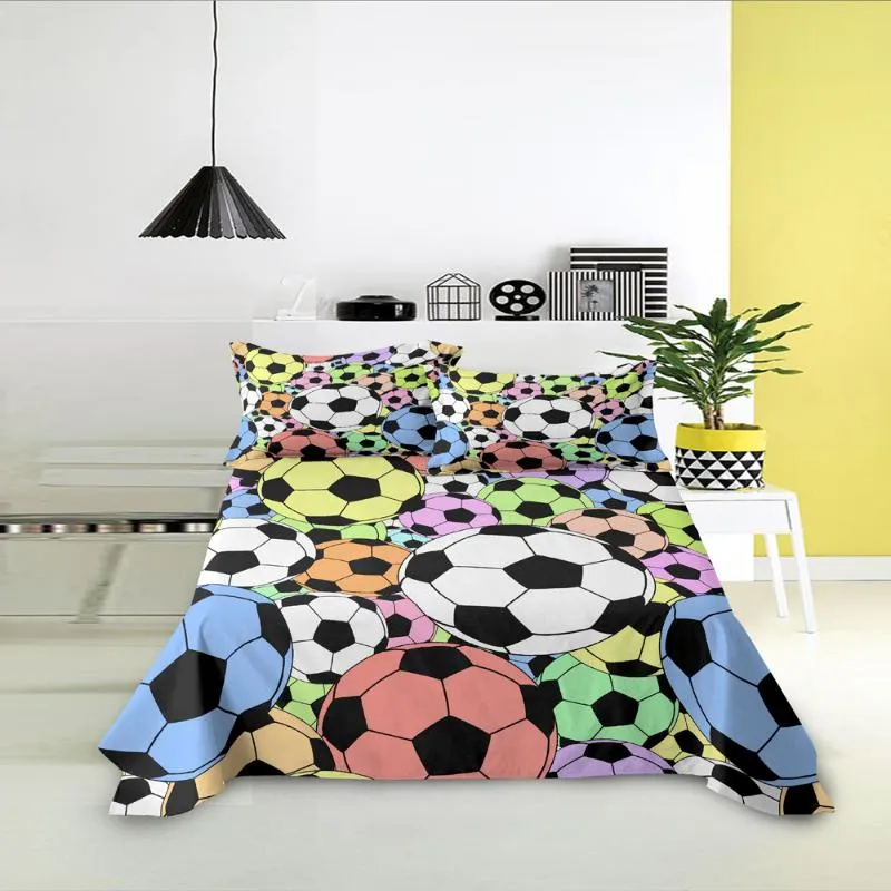Sheets & Sets Colorful Football Pattern Single King Queen Size Basketball Bed Sheet Home Textile Mattress Flat Sabanas241k
