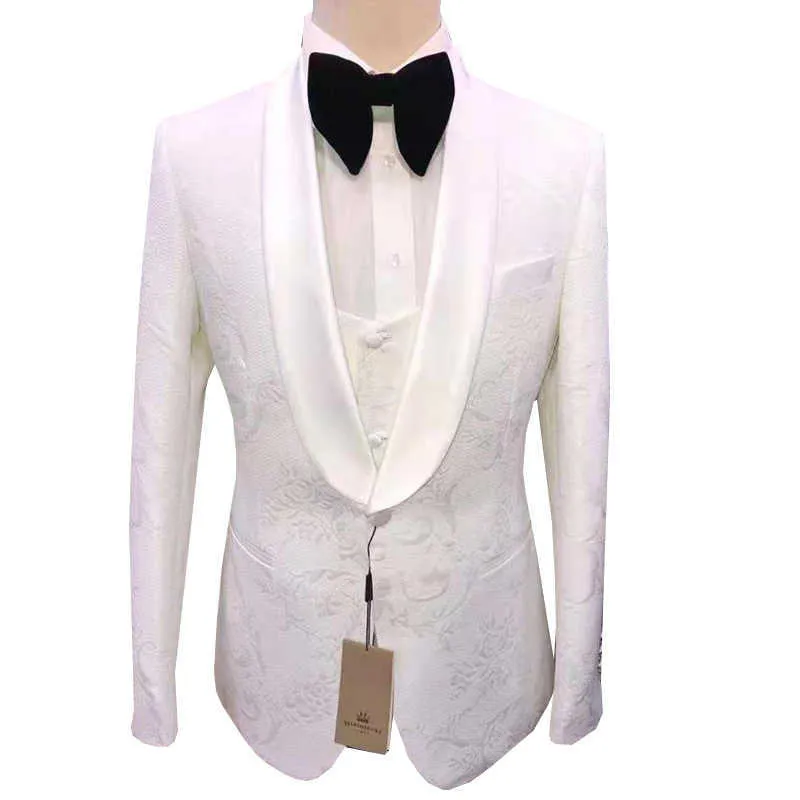 Abiti da uomo Autunno Nuovo marchio Moda Stampa Boutique di alta qualità Sposo Casual Slim fit 3 pezzi set Abito da cerimonia nuziale prom Tuxedo X0608