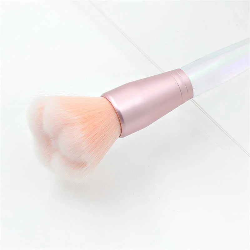 Personalized Large Fluffy Makeup Brush Acrylic Crystal Handle Cat-paw Head Cosmetic Tools For Face Powder And Blush