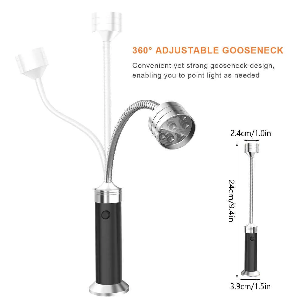자동차 비상 조명 유연한 자동차 유지 보수 작업 램프 LED 바베큐 그릴 조명 360도 조절 가능한 자기 램프