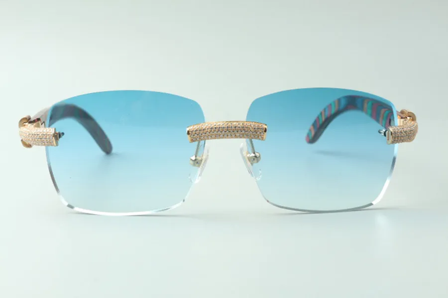 Direct S mikrobelagda diamantsolglasögon 3524025 med påfågel trätemples Designer Glasögon Storlek 18-135 MM234H
