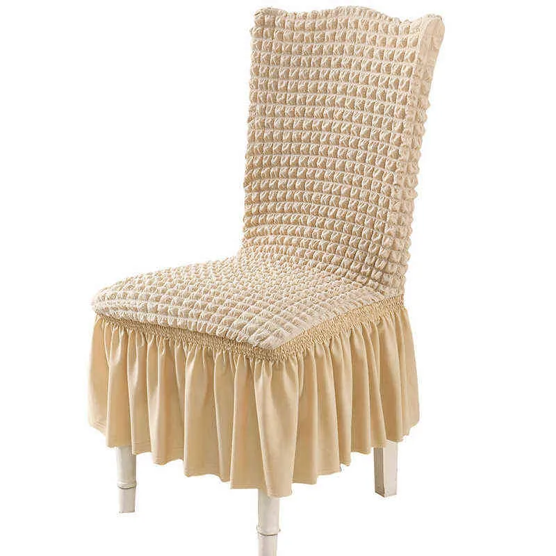 1/2/4/6 Bubble Plaid met rok Dining stoel Cover Elastische SnowCover Stretch voor Bruiloft Zitting 211116