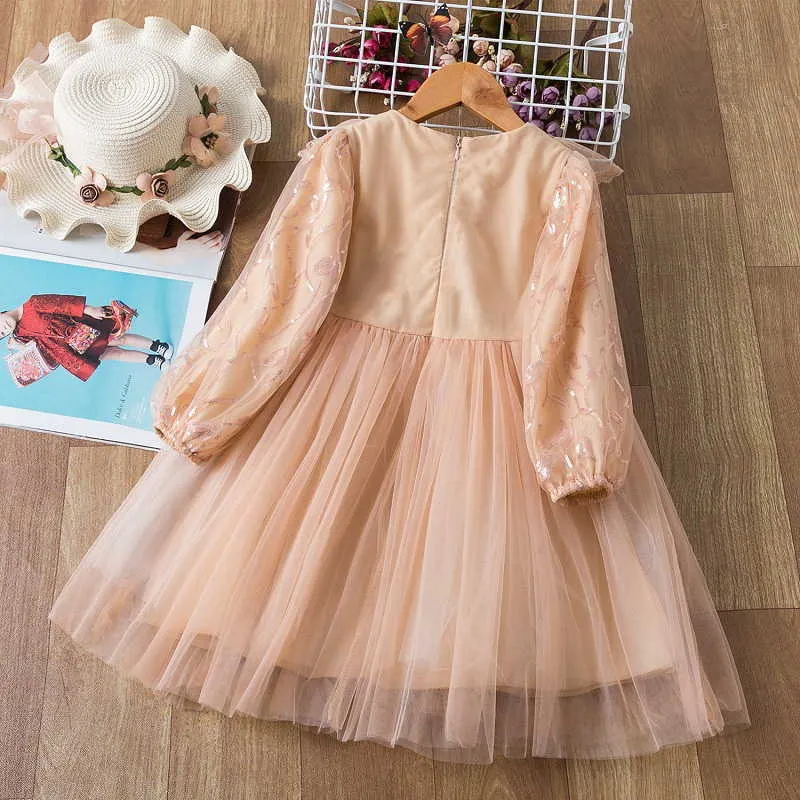 Großhandel Frühling Mädchen Party Kleid Spitze Lange Ärmel Einfarbig Mädchen Kuchen Kleider für Hochzeiten Kinder Kinder Kleidung E2181 210610