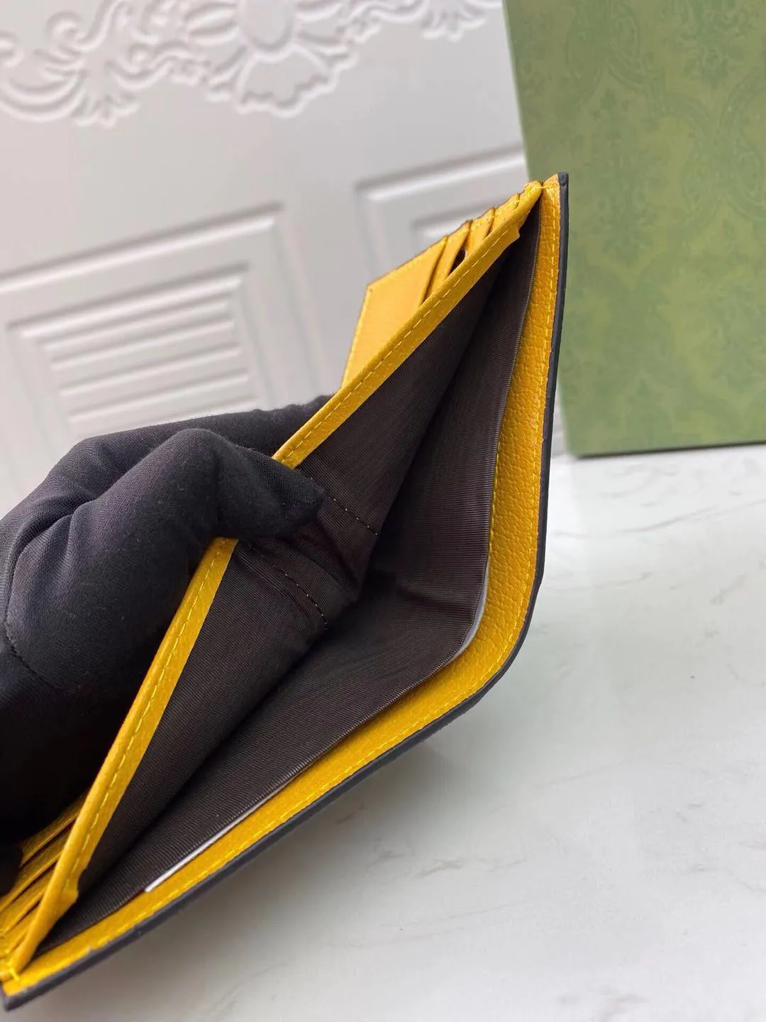 473954 Neon Vintage -Leinwand Brieftaschen mit Tiger Head Fashion Coin Geldbörse doppelte gefaltete gelbe Leder -Innenraum Frauen Retro -Stil CLAS259D