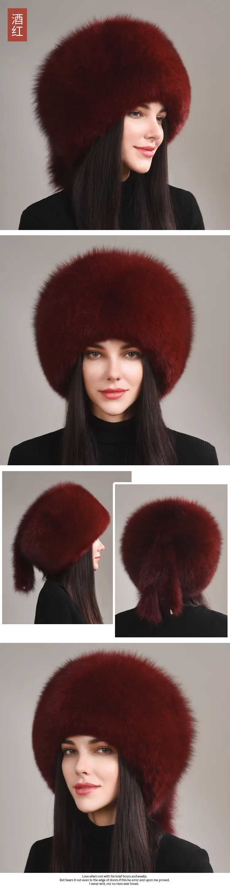 WSZYSTKO WOMOWE PELT PELL FOX Pełny futra Rosyjska Shapka Cossack Ushanka Ski Snow Hat210n