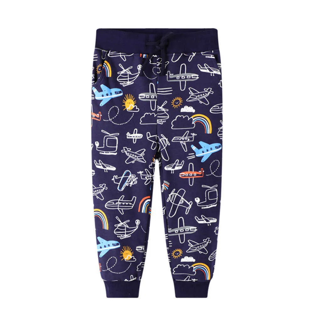 Jumping meters Toddler 2-7T Harm Animals Print Boys Girls Sweatpants with Sharks Baby Long Pants Children Autumn Clothes 210529