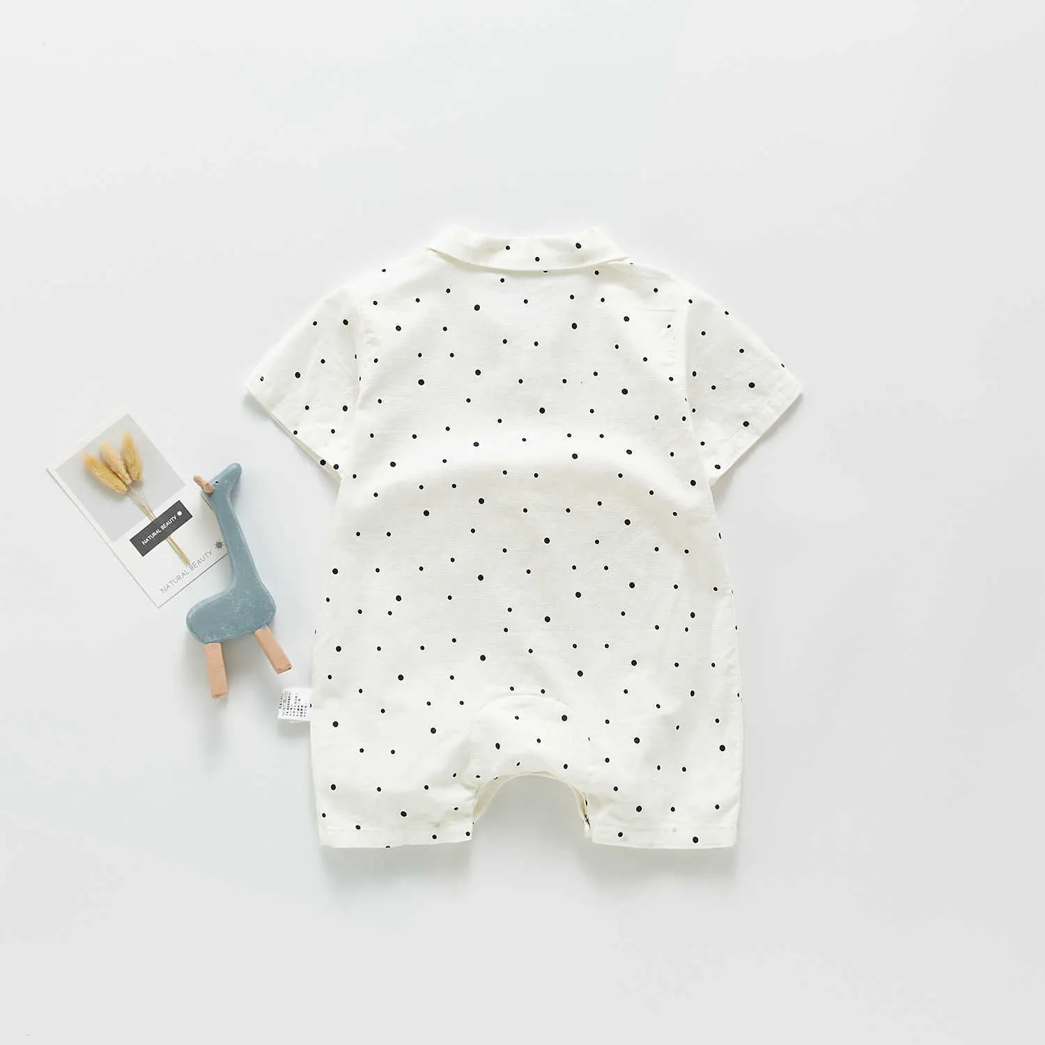 Zomer baby romper polka dot revers jumpsuit leisure romper baby boy kleding baby rompertjes 210701