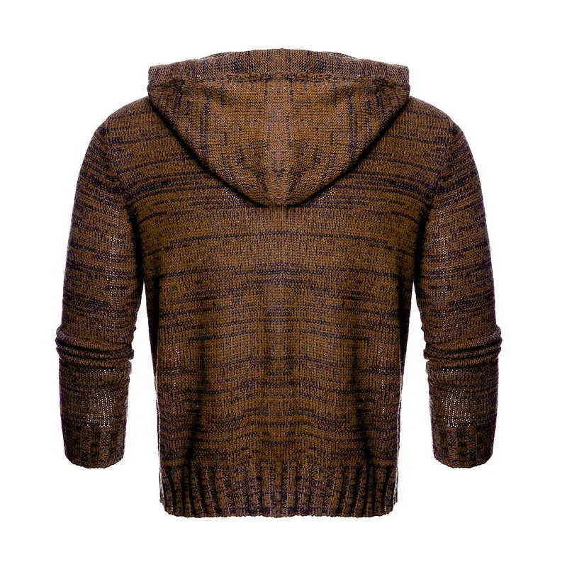Pulls à capuche en tricot de couleur unie pour hommes, col rond, manches longues, coupe slim, hauts automne hiver 211221