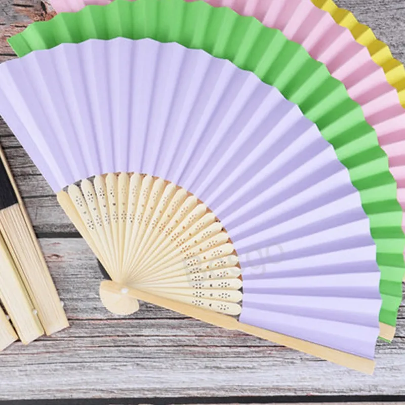 Chinese Fold Fans Bamboo Handheld Folds Fan Summer Ancient Costume Paper Fanning Home Desktop Decoration Sundries Customized Logo BH6200 TYJ