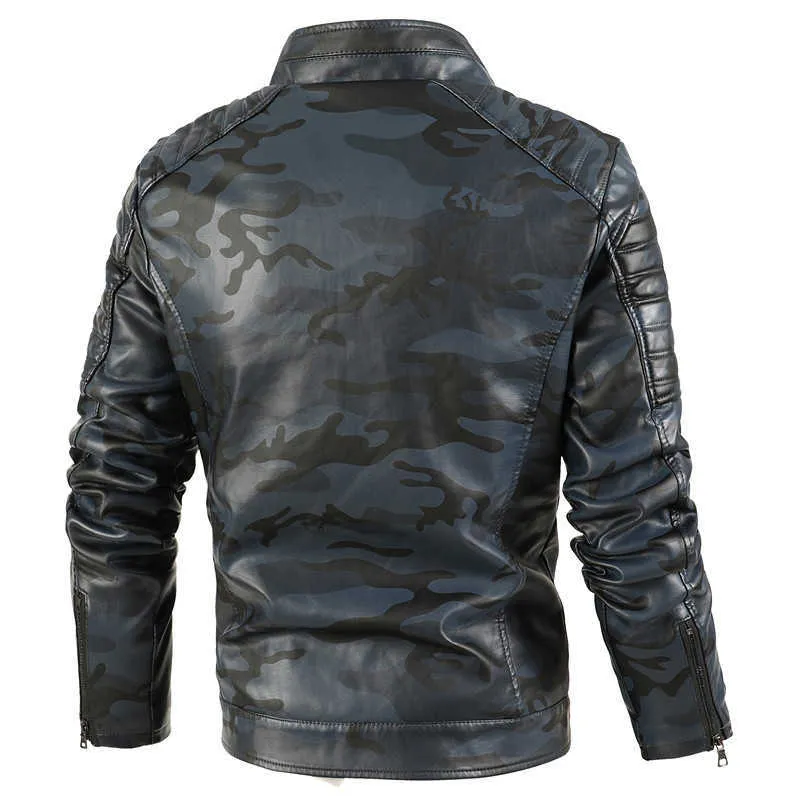 Men Fur Jacket Men's Leather Coat Plus Velvet Zipper Bag Youth Zpper Not Hooded Stand-up Collar Leather Jacket X0710