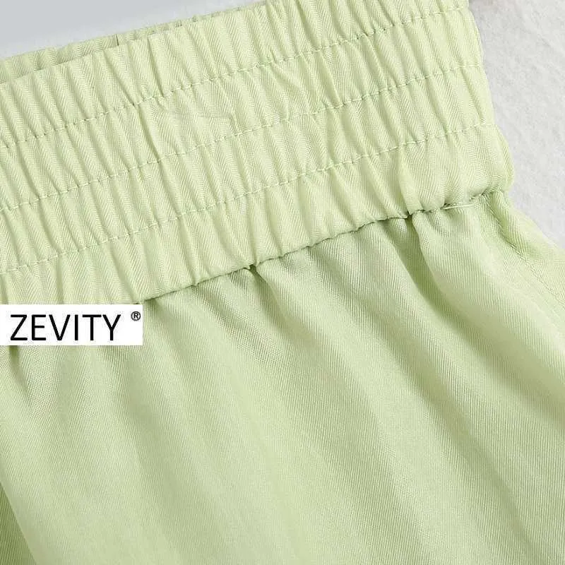 Zevity moda donna color caramella casual Bermuda pantaloncini da donna estate chic pantaloncini elastici in vita pantalone cortos P887 210603