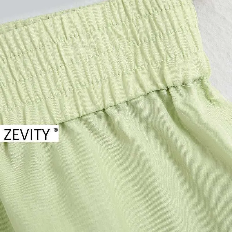 Zevity women fashion candy color casual Bermuda Shorts ladies summer chic elastic waist shorts pantalone cortos P887 210603