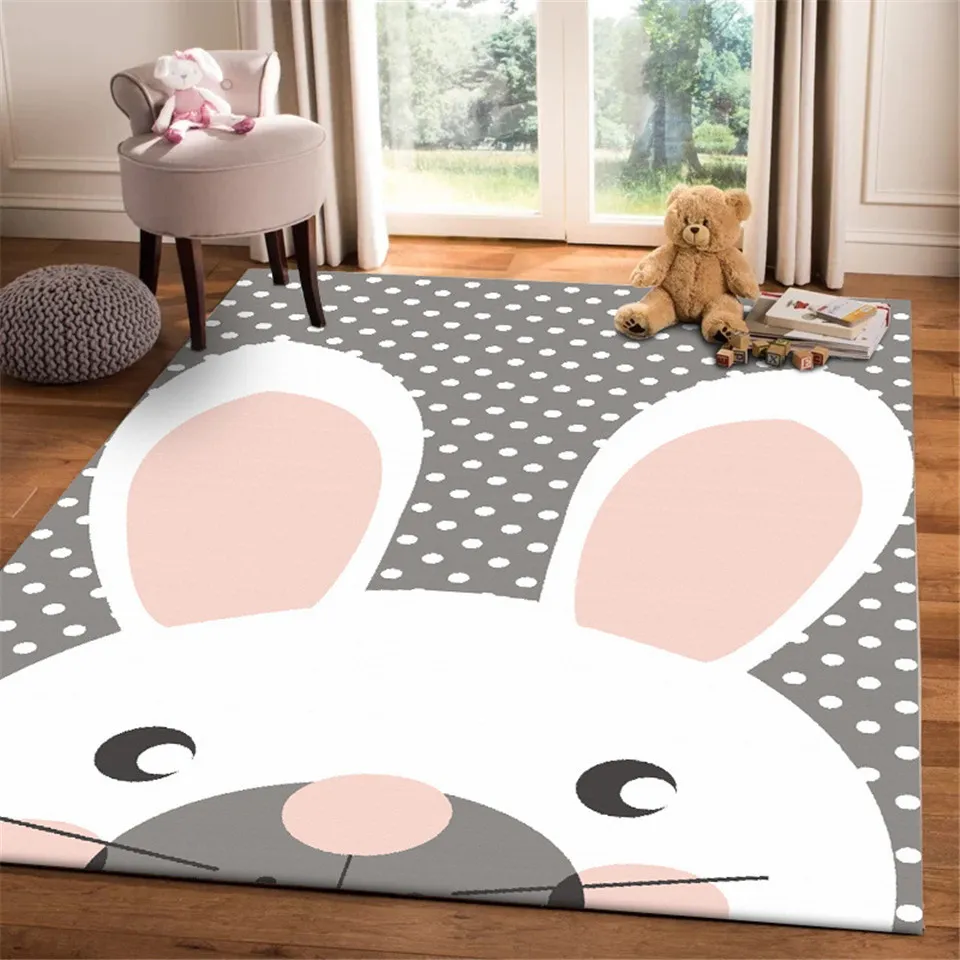 Carton de style coréen Tapis de point de point de vague blanc gris pour les enfants Chauffeur de chambre de cuisine de chambre à coucher