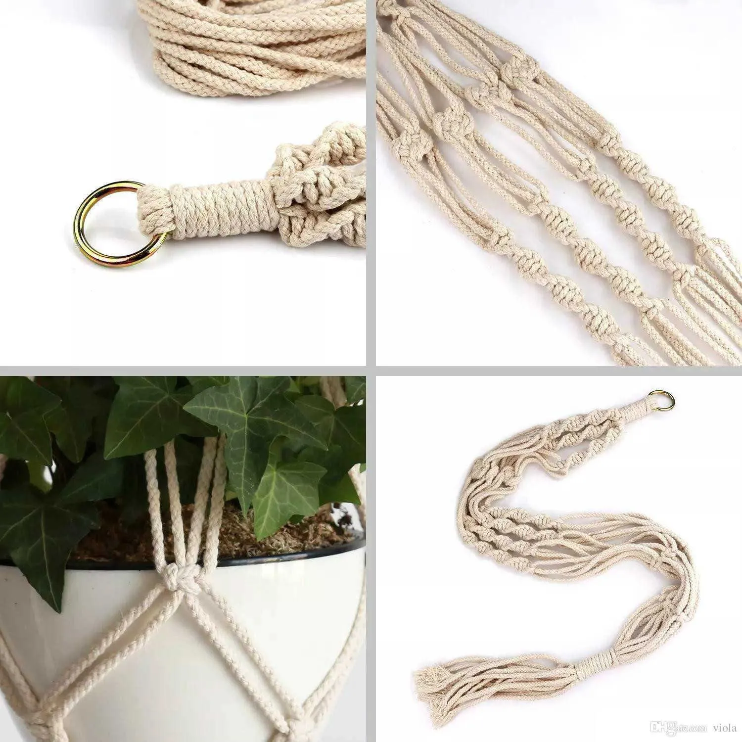 Plant Hangers Macrame Touw Potten Houder Touw Muur Opknoping Planter Opknoping Mandinstallatie Houders Indoor Bloempot Mand Opheffen DAP26