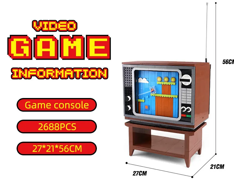 Mold King 10013 크리에이티브 장난감 비디오 게임 레고이 테크닉 엔터테인먼트 시스템 TV 모델 빌딩 블록 장난감 크리스마스 선물 267t