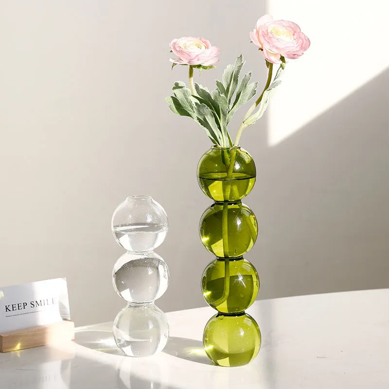 家の装飾ガラス花瓶の装飾フラワーポット現代色の水晶透明水耕植物花の配置芸術210310