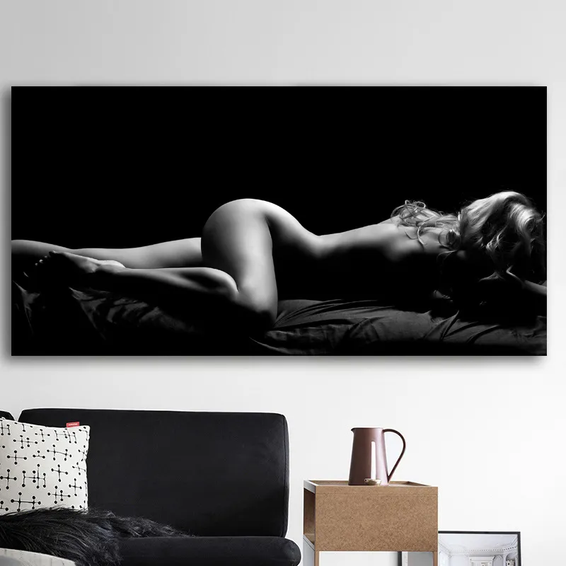モダンフィギュアアートの壁の写真セクシーな裸の女の子眠っているキャンバスリビングルームのポスターとプリントCuadros Home Decor7385385