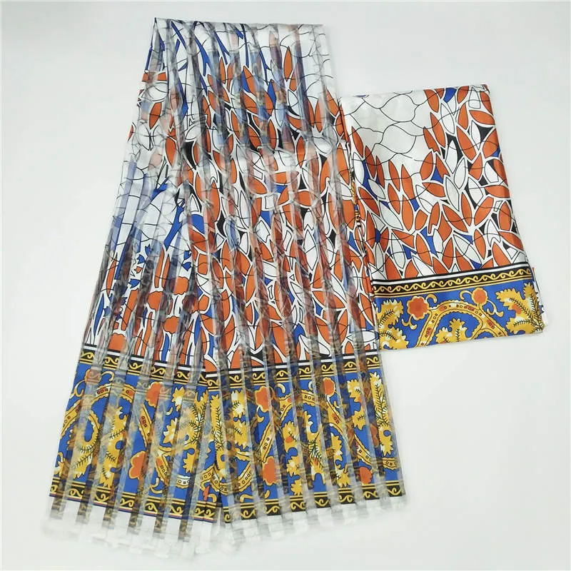 Satynowy satynowy tkaninę w stylu Ghany z wstążką organza i satynową afrykańską projekt wosku dla DHL T200817