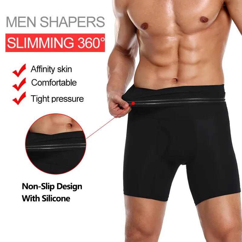 Erkekler vücut şekillendirici sıkıştırma şortu zayıflama shapewear bel antrenör göbek kontrol külot modelleme kemer anti chafing boksör pantolon2637