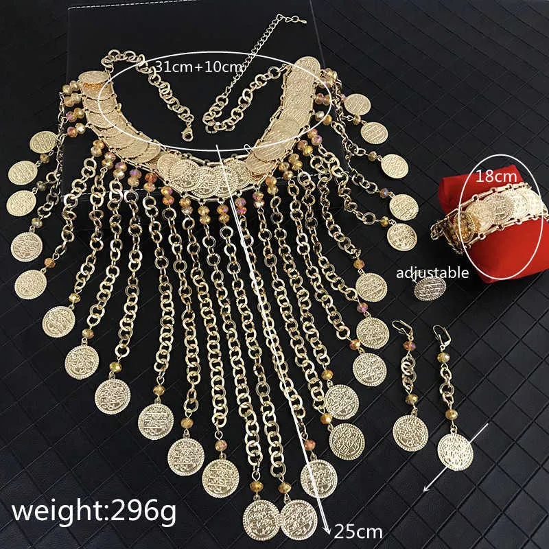 france Bridal Jewelry Set Full handmade beaded Face Accessories Women Gold Headpiece Necklace And Earrings African Alloy Veil H1022