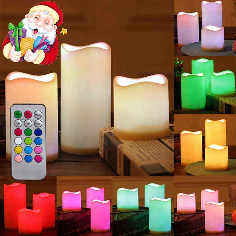 3stLED Flameless Candle Fake Candles 12 Färgglada förändring Remote Tea Light Candles Wedding Birthday Party Decoration