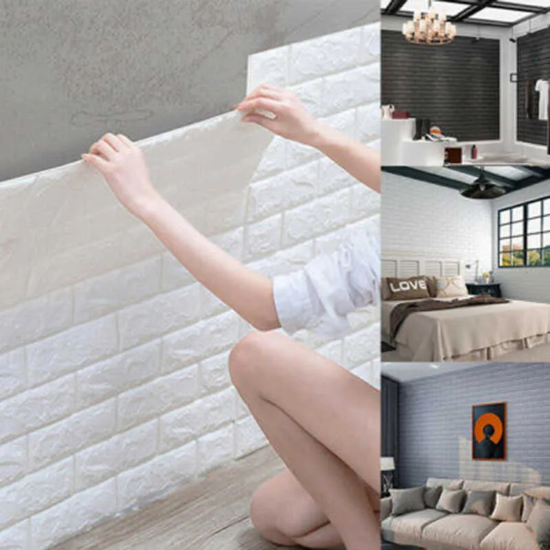 3D Self Adhesive Panel Wall Stickers Waterproof Foam Tile Living Room TV Background Protection Baby Wallpaper 3835cm 210838697042