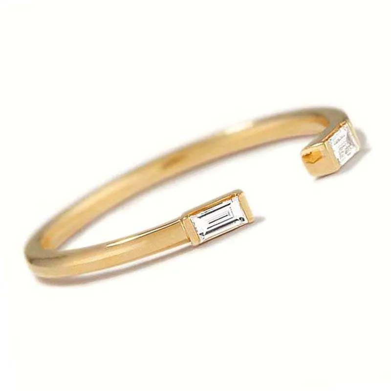 925 argento stile coreano rotondo aperto anello in oro misura 6/7/8 minimalismo gioielli di moda le donne regalo di compleanno anello di corteggiamento X0715