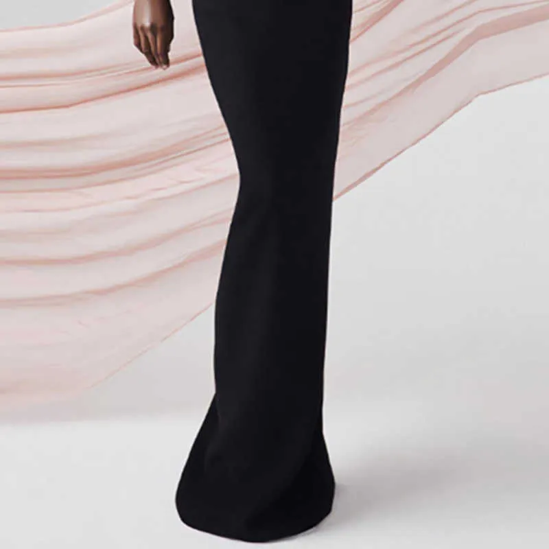 甲状腺女性高品質黒半袖床の長さ背中のないラウンドネックの気質ドレス夏のファッション210527