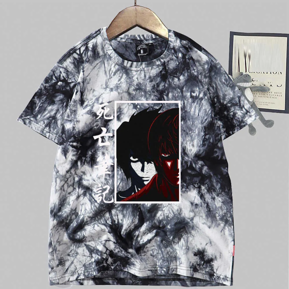 Homme Death Note Anime Mode Manches Courtes Col Rond Tie Dye T-shirt Y0809