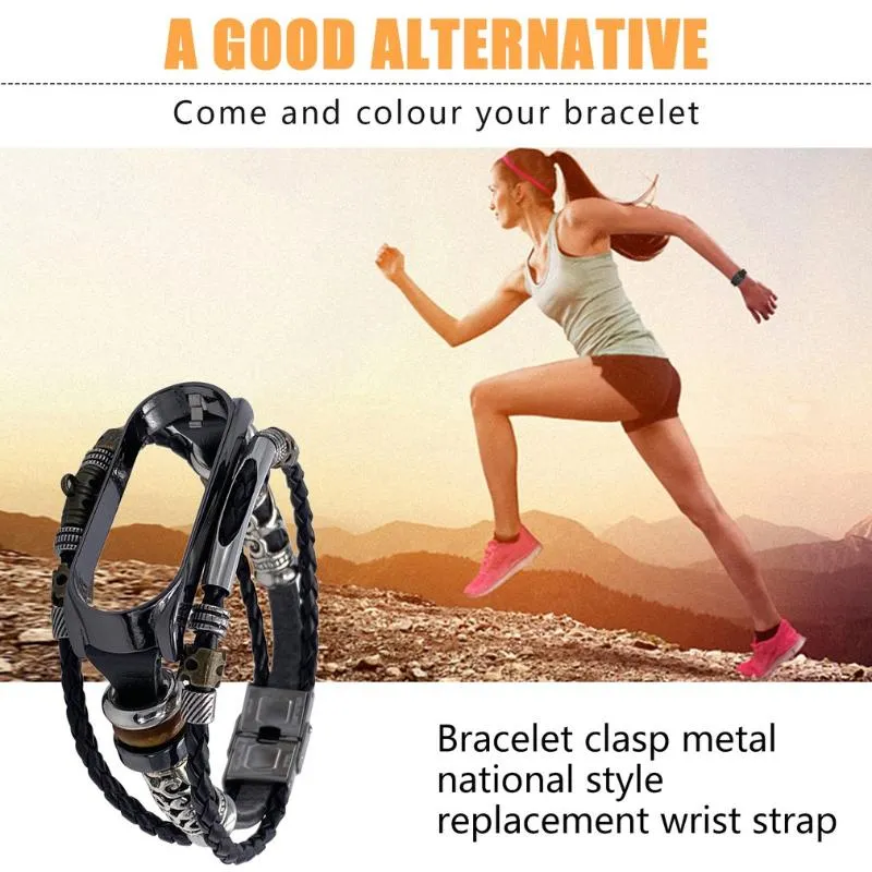 Watch Bands For Mi Band 4 5 Bracelet Retro Genuine Leather Wristband Strap Accessory Metal Case Watchband MiBand2414