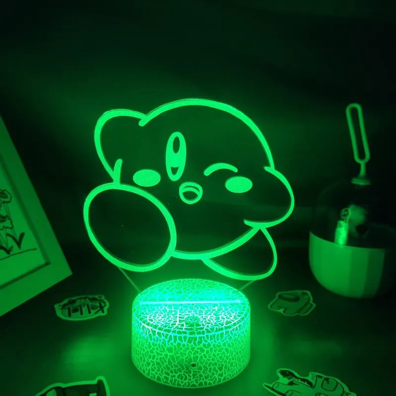 Gioco di luci notturne Kirbys 3D LED RGB Light Colorful Birthday Regalo amici bambini Lampada Lava Lampada Sala da gioco DECORATIO244C