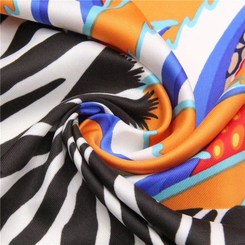 130 cm nuova sciarpa di seta twill grande quadrato giungla cavallo stampa scialle turbante femminile fazzoletto