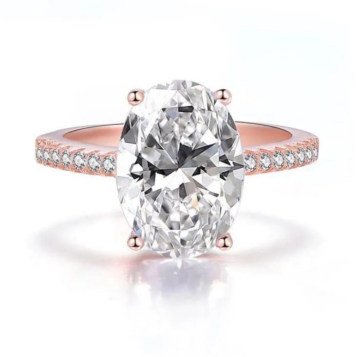 Exquisito anillo de princesa brillante Plata de ley 925 Gema natural Corte Huevo de ganso Zafiro blanco Diamante Joyería de boda Regalo Tamaño 5-11