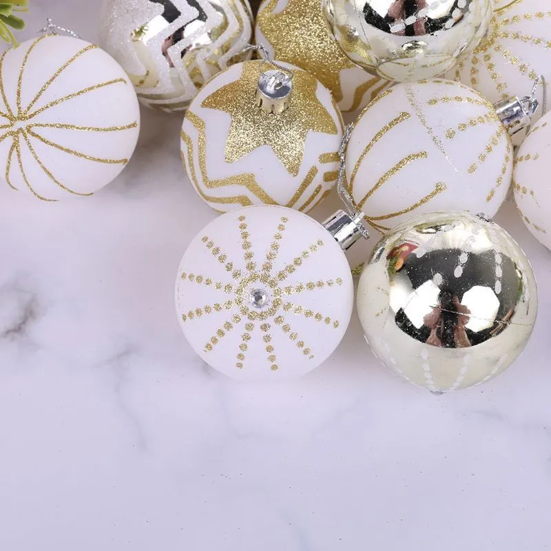 or blanc Mixed Christmas Tree Decor Balls Xmas Party Hanging Ball 201017