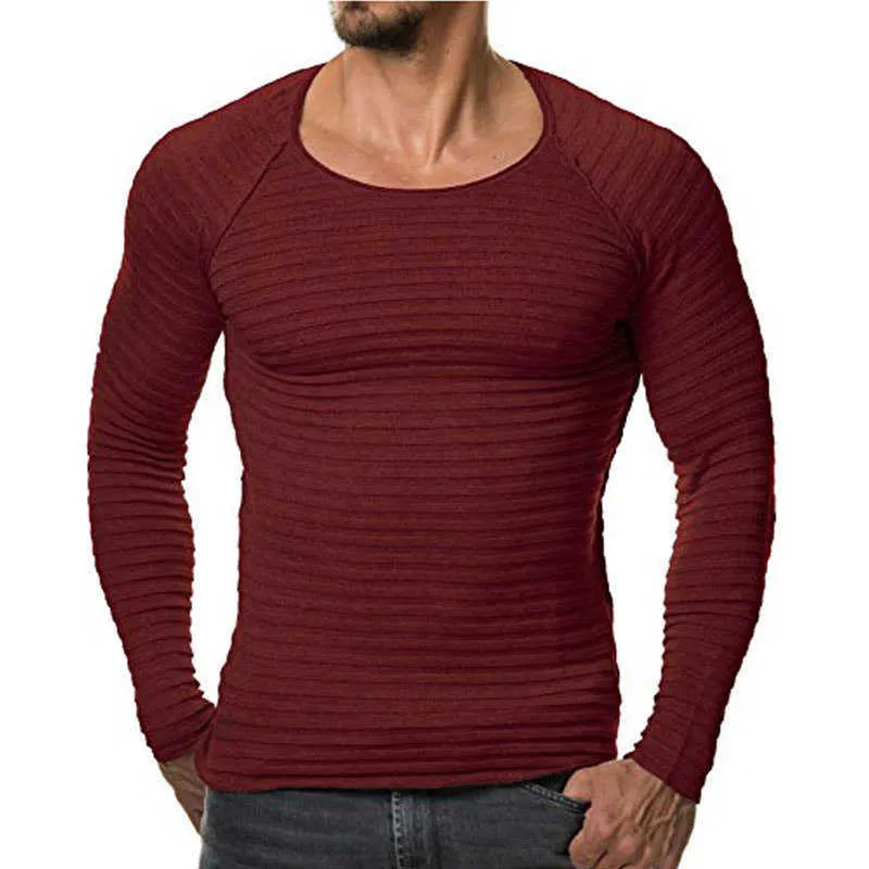 Heren truien herfst winter gebreide trui mannen lange mouw gestreepte truien solide slim fit mannen pullover Suiner Hombre 2111006