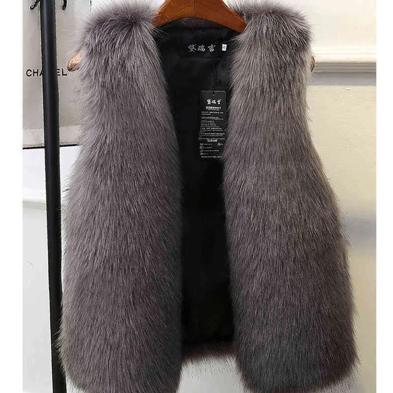 Winter Female Fur Vest Coat Warm White Black Gray Jacket Large Size 2XL Sleeveless 2111099410751