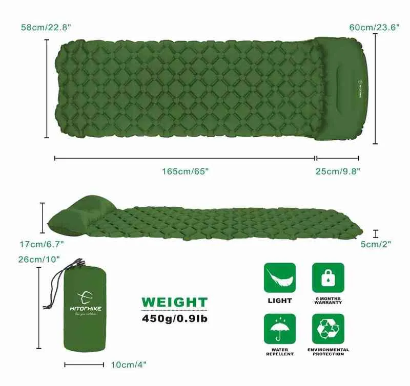 Hitorhike Inflatable Sleeping Pad Camping Mat With Pillow air mattress Cushion Bag sofas inflatable sofa 2201041705696