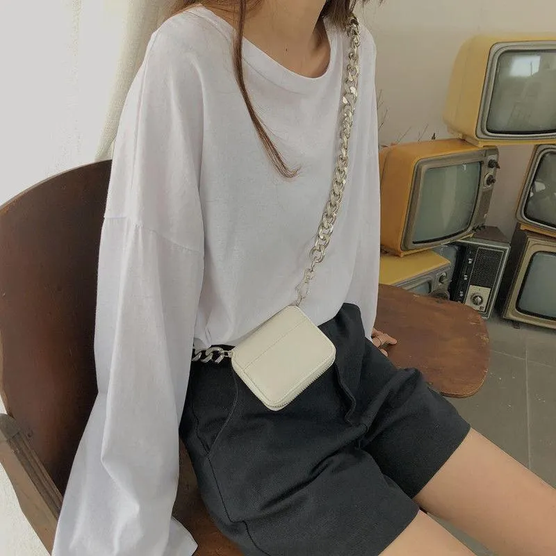 Sac de ceinture à chaîne pour femmes, sacoche de poitrine pratique pour les déplacements, Version coréenne de la mode sauvage, Mini petit Square252p