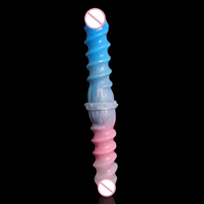 NXY Dildos Anal Leksaker Luuk Ny färg Spiral Silikon Simulering Penis Dubbelhöjd Masturbation Kvinna Falsk Vuxen Sex Produkter 0225