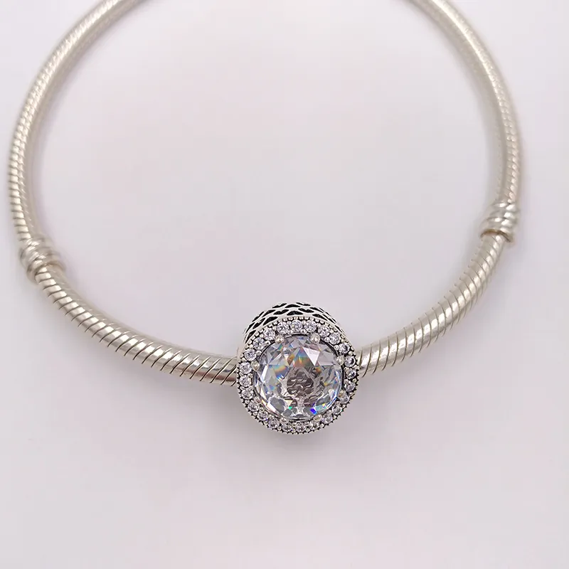 Breloques pour kit de fabrication de bijoux coeurs pandora 925 bracelets en cristal en argent sterling femme fille femmes bracelet chaîne perle pendentif collier cadeaux d'anniversaire 791725CZ