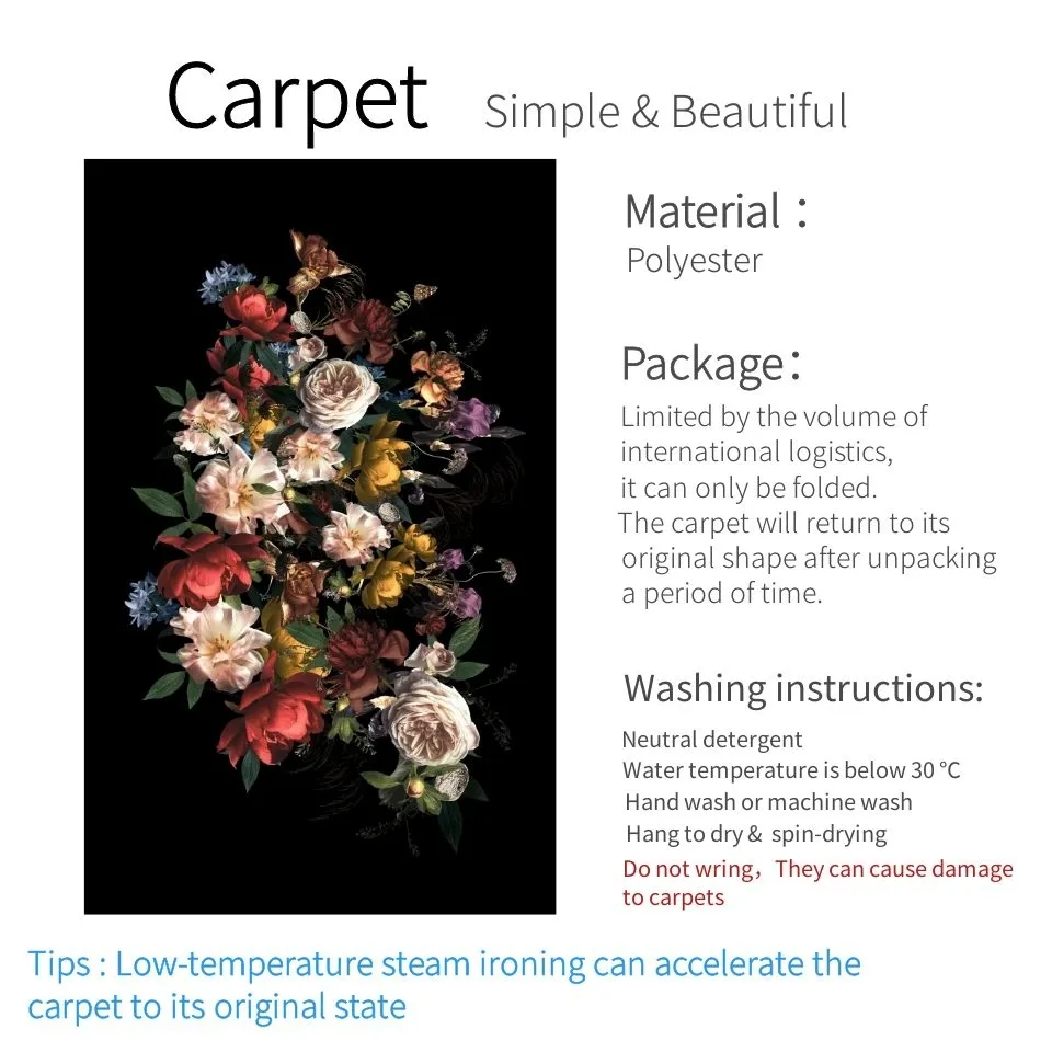 Tapis européen noir de luxe avec grande fleur rétro tapis floraux classiques chambre couloir tapis paillasson salon tapis tapis 210301