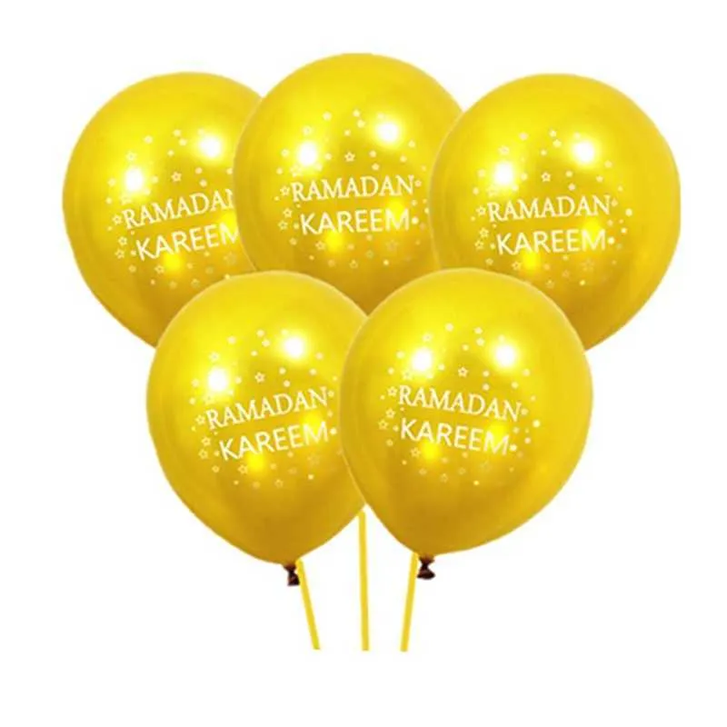 Ramadan Kareem Decoration Gold Sliver LaTex Balon dla Eid Mubarak Hadj Ramj Decor Party Muzułmańskie impreza Favors Y263Y