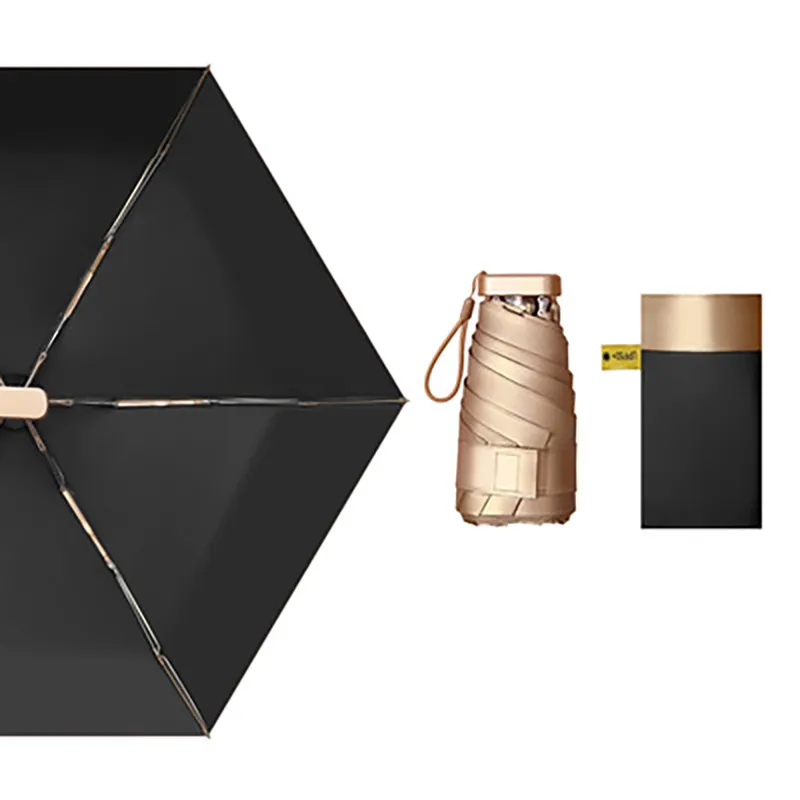 Ochrona przeciwsłoneczna pięciokrotne parasol antyuv mini kieszeń mała złota gumowa okręta przeciwsłoneczna przenośna telefon