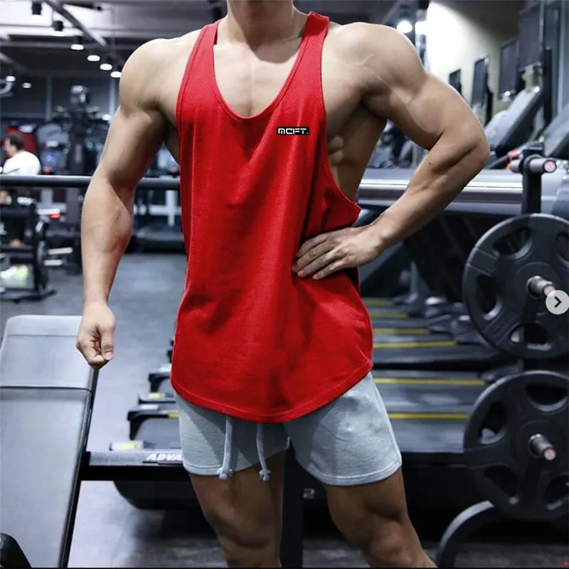 Muscle Guys Mesh Men's Tank Top Casual Sports Workout Man Singlets Gym Fitness Clothing Bodybuilding Sleeveless Vest 210308