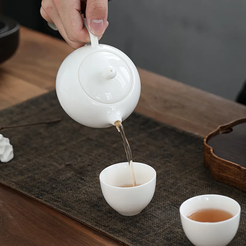 Yangzhi – pot Xishi en porcelaine blanche de Jade, service à thé Kungfu en céramique, théière simple Dehua253a